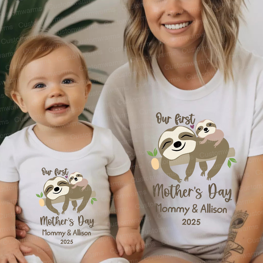 Personalized First Mother's Day Mommy and Baby Outfit | CWFamily33