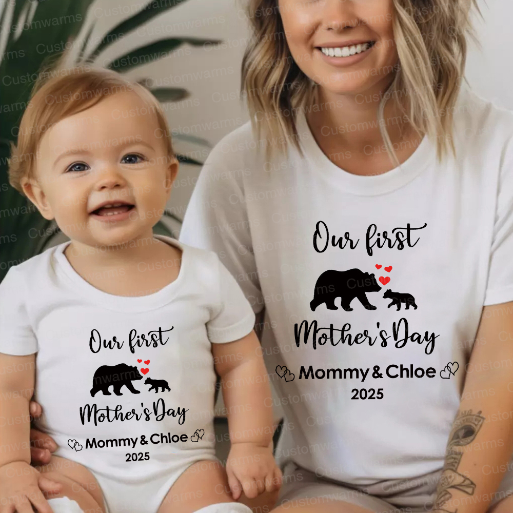 Personalized First Mother's Day Mommy and Baby Outfit | CWFamily19
