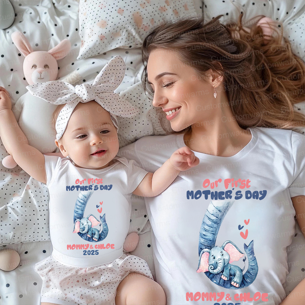 Personalized First Mother's Day Mommy and Baby Outfit | CWFamily35