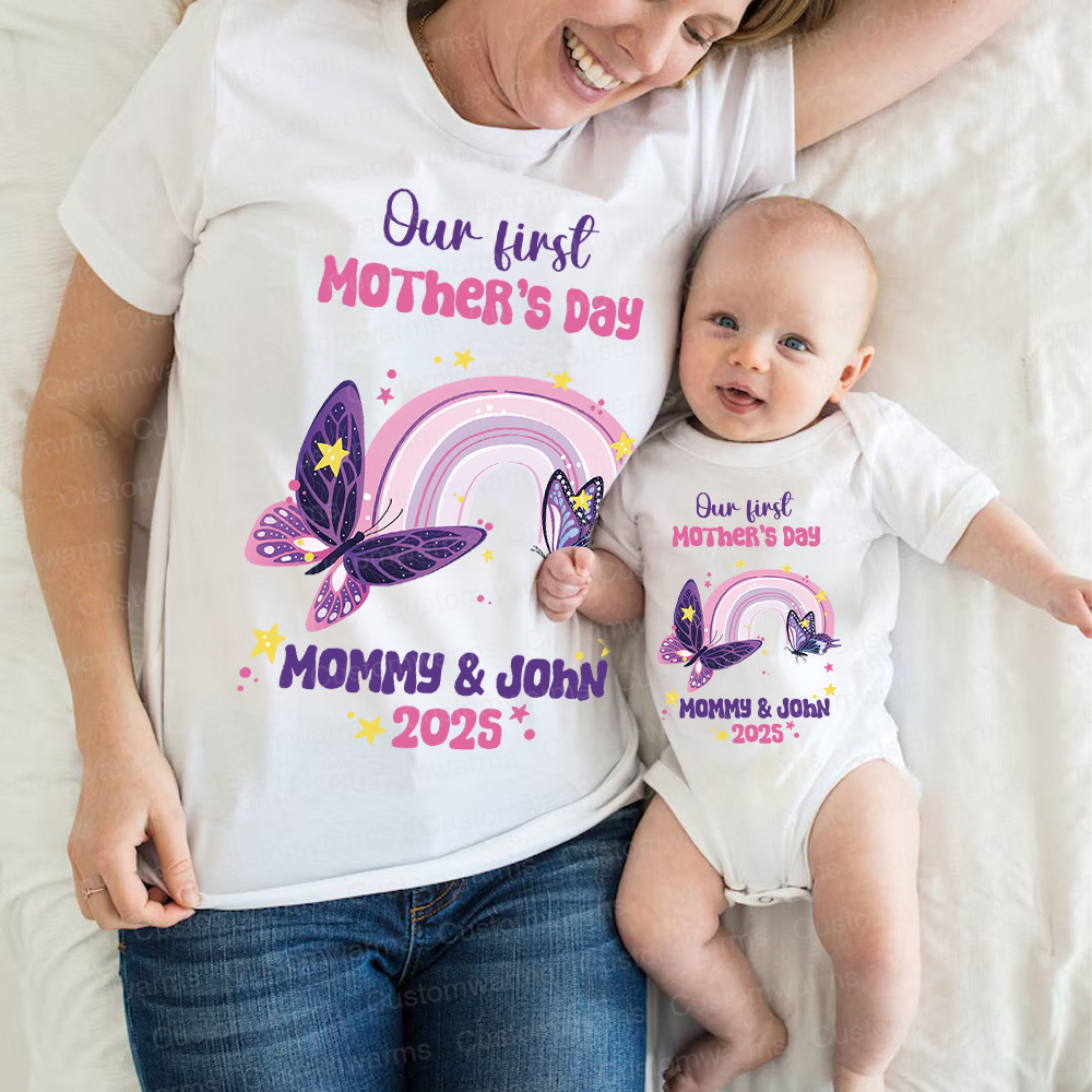 Personalized First Mother's Day Mommy and Baby Outfit | CWFamily38