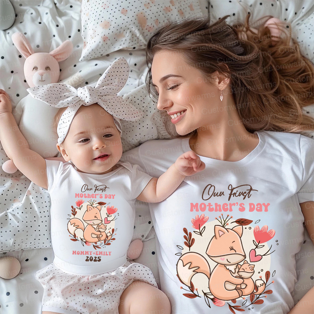 Personalized First Mother's Day Mommy and Baby Outfit | CWFamily40