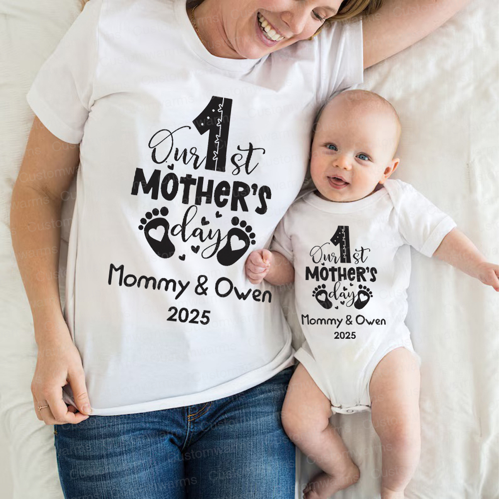 Personalized First Mother's Day Mommy and Baby Outfit | CWFamily20
