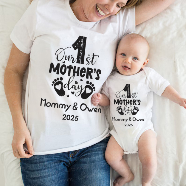 Personalized First Mother's Day Mommy and Baby Outfit | CWFamily20