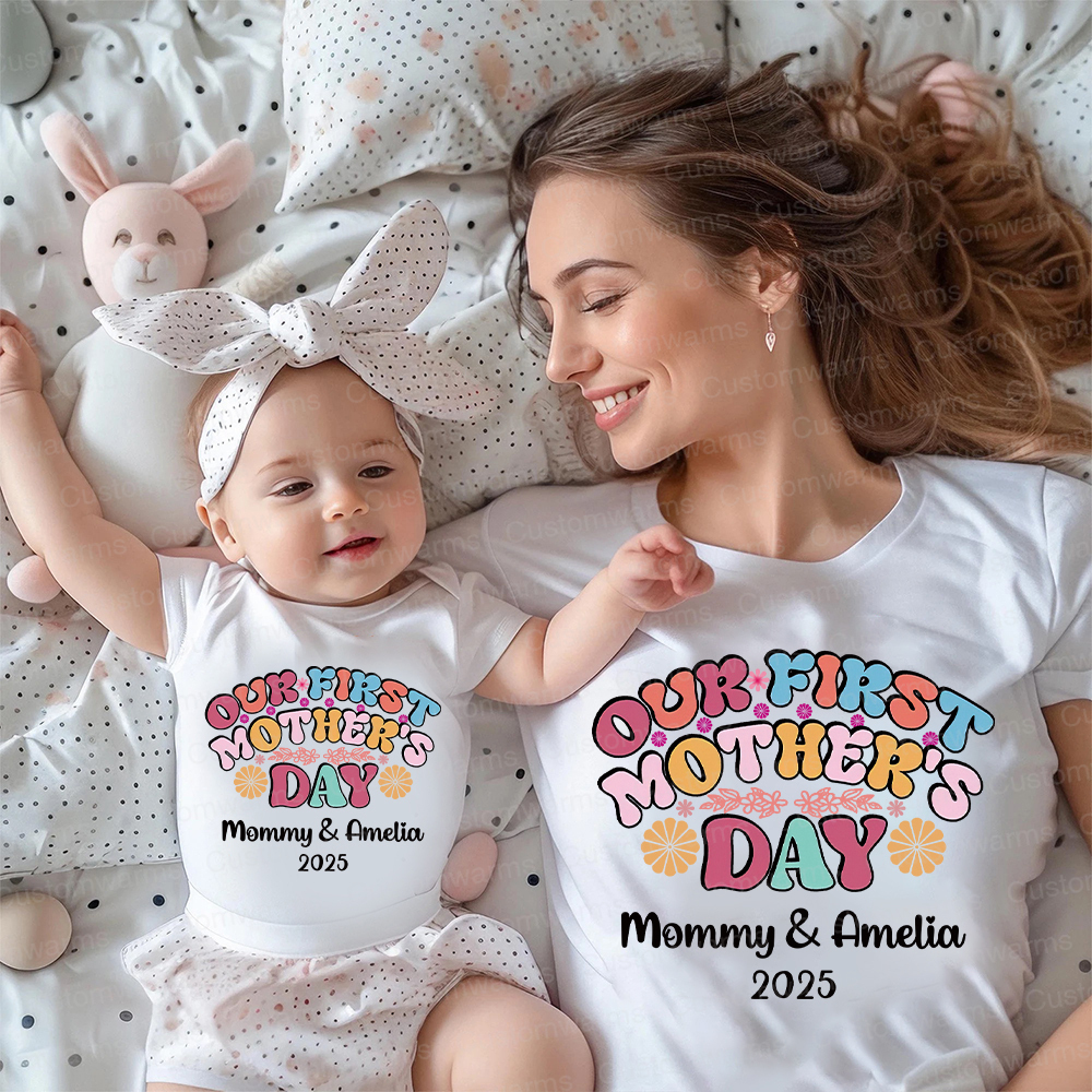 Personalized First Mother's Day Mommy and Baby Outfit | CWFamily24