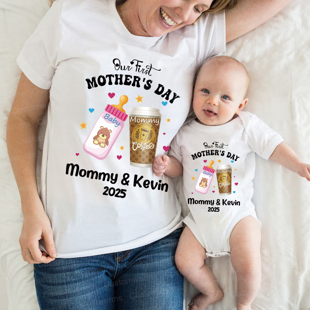 Personalized First Mother's Day Mommy and Baby Outfit | CWFamily25