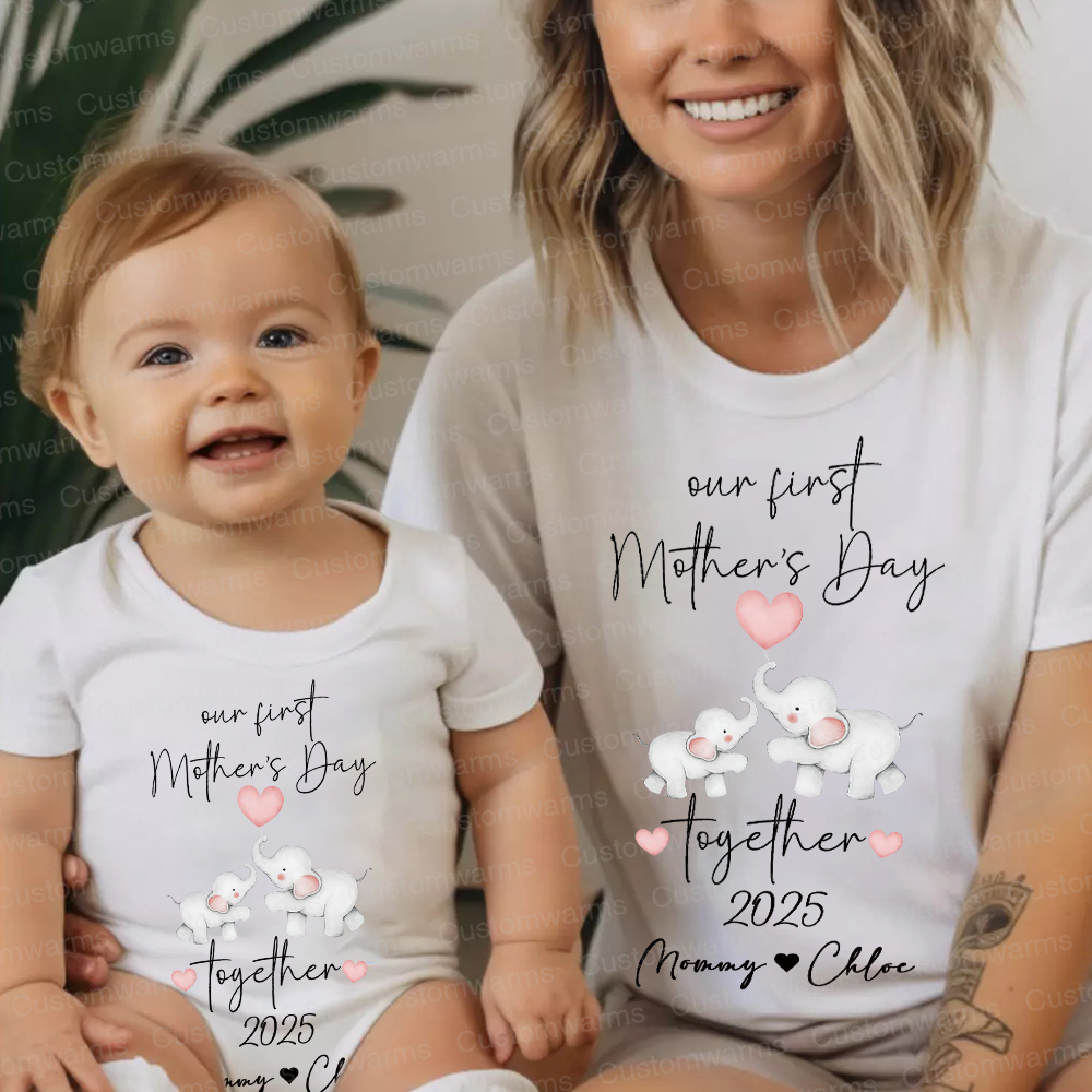 Personalized First Mother's Day Mommy and Baby Outfit | CWFamily26