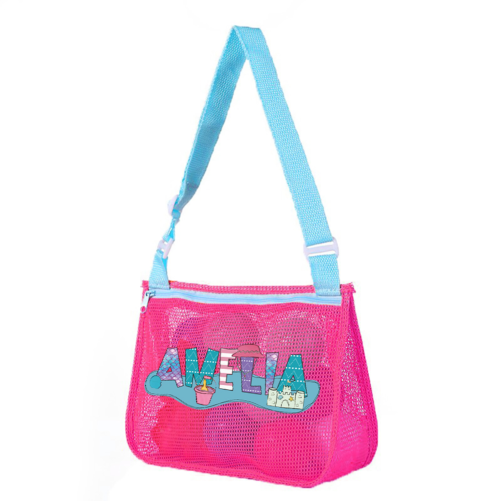 Personalized Seashell Zipper Mesh Beach Bag | CWBeach189