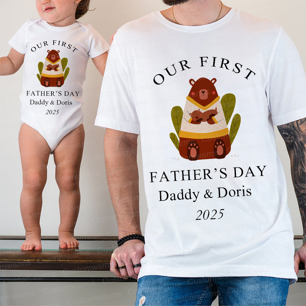 Personalized First Father's Day Daddy and Baby Outfit | CWFamily84
