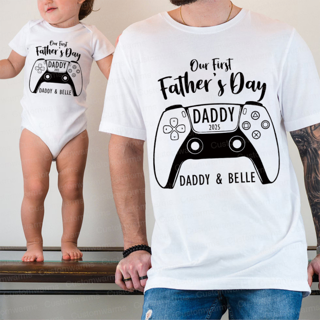 Personalized First Father's Day Daddy and Baby Outfit | CWFamily85