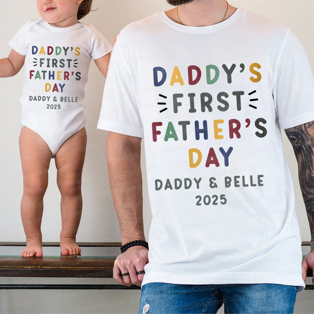 Personalized First Father's Day Daddy and Baby Outfit | CWFamily86