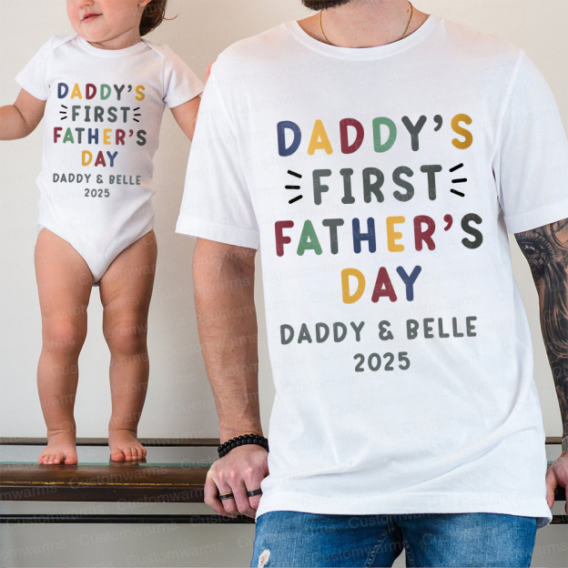 Personalized First Father's Day Daddy and Baby Outfit | CWFamily86