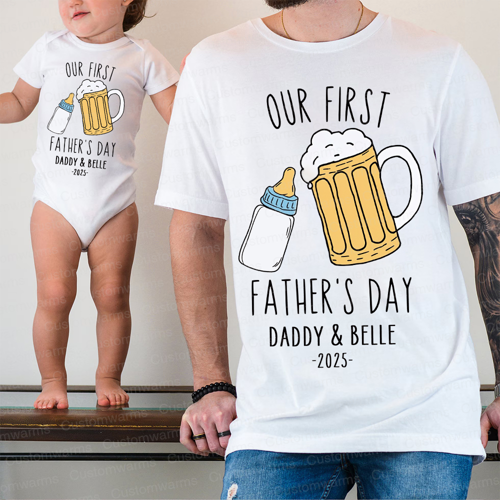Personalized First Father's Day Daddy and Baby Outfit | CWFamily88
