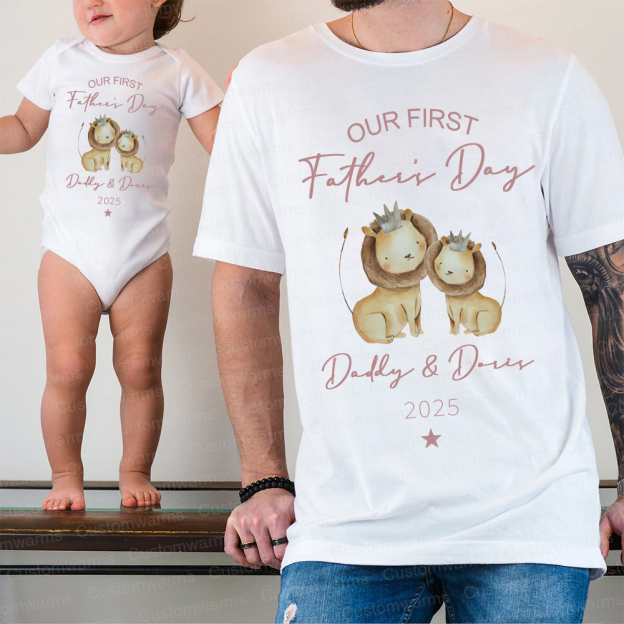 Personalized First Father's Day Daddy and Baby Outfit | CWFamily90