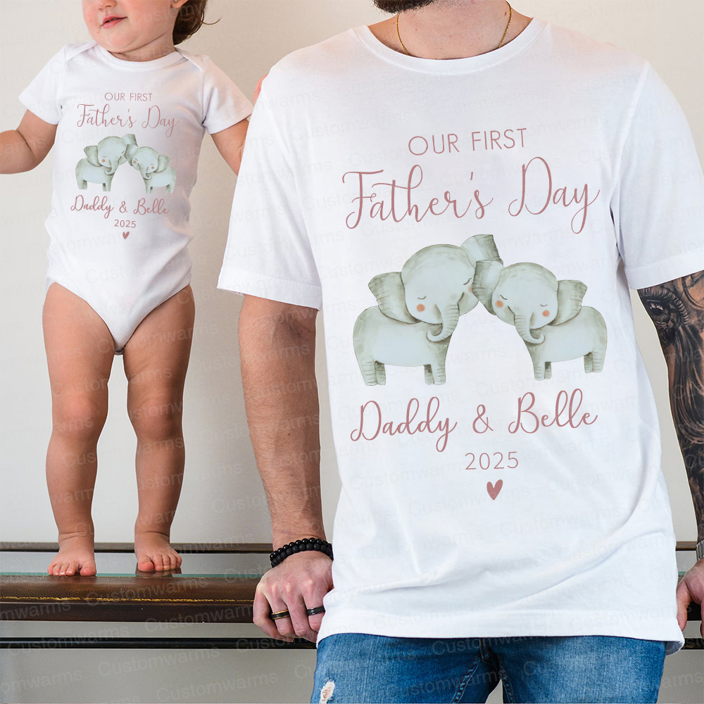 Personalized First Father's Day Daddy and Baby Outfit | CWFamily91