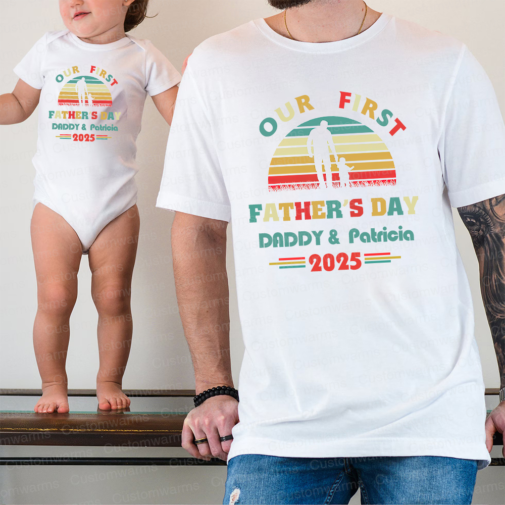 Personalized First Father's Day Daddy and Baby Outfit | CWFamily95