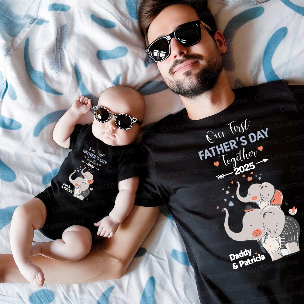 Personalized First Father's Day Daddy and Baby Outfit | CWFamily100