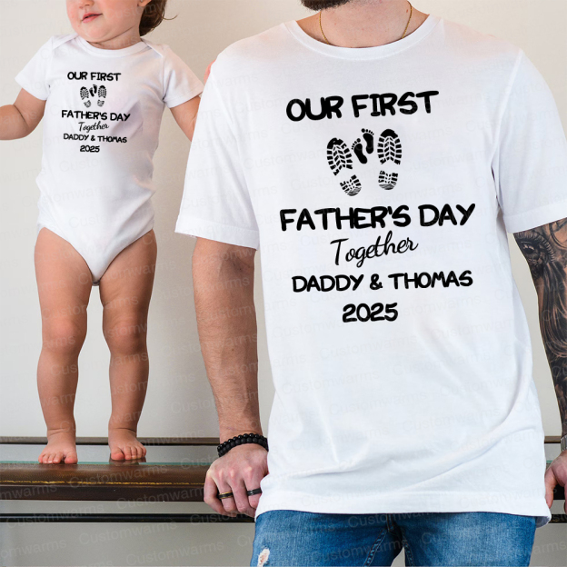 Personalized First Father's Day Daddy and Baby Outfit | CWFamily101