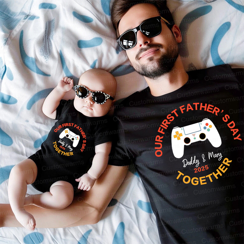 Personalized First Father's Day Daddy and Baby Outfit | CWFamily96