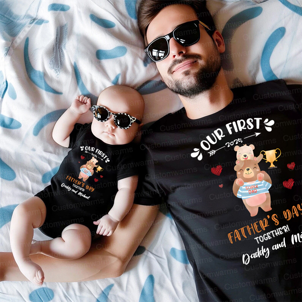 Personalized First Father's Day Daddy and Baby Outfit | CWFamily98