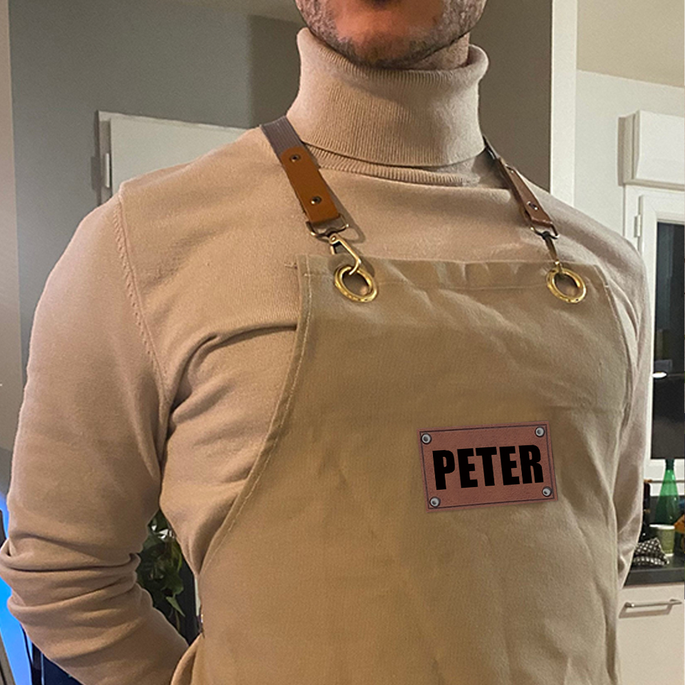 Personalized Leather Patch Canvas Apron with Pockets for Kid & Adult | Apron25