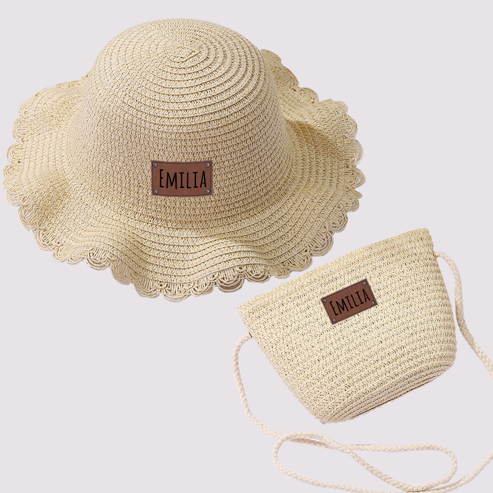 Personalized Lovely Straw Bucket Beach Hats with Matching Purse for Comfort & Unique | CWBeach87