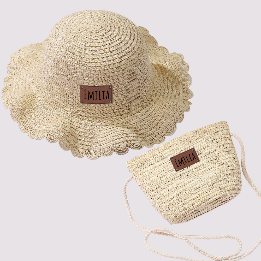 Personalized Lovely Straw Bucket Beach Hats with Matching Purse for Comfort & Unique | CWBeach87