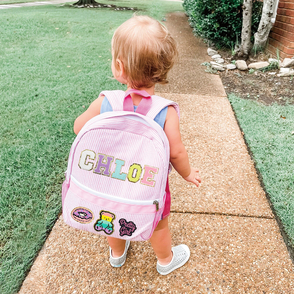 Personalized Kids Seersucker Backpack Insulation Lunch Box