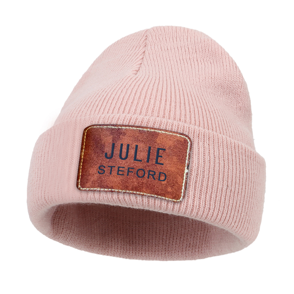 Personalized Classic Leather Patch Beanies For Kid & Adult | HSKid65