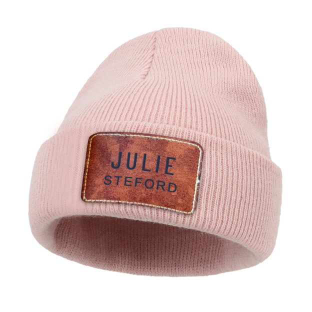Personalized Classic Leather Patch Beanies For Kid & Adult | HSKid65