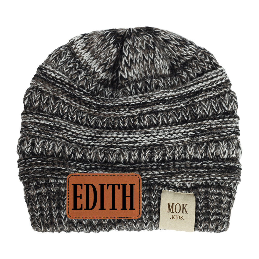 Personalized Leather Patch Kid Beanie for Comfort & Unique | HSKid29