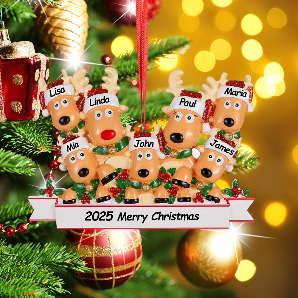 Personalised Elk Family Christmas Ornament | MCGift205