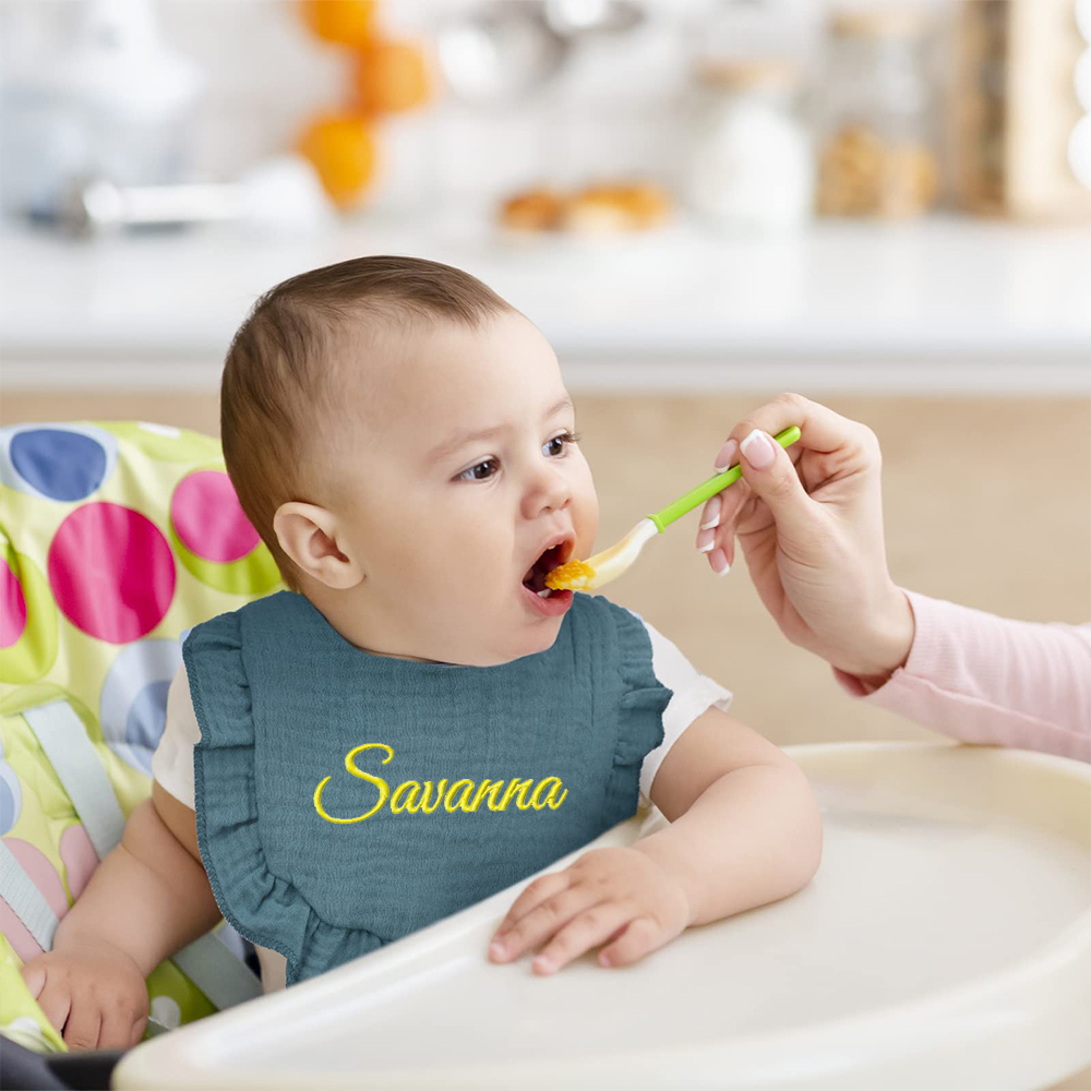 =Personalized Embroidered Baby Cotton Gauze Bibs | CWBaby59