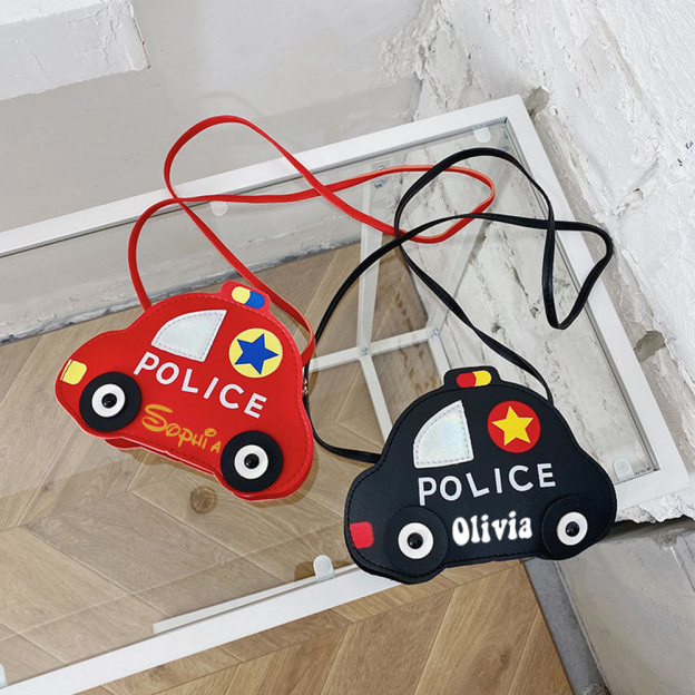 Personalized Kids Cute Police Car Zipper Crossbody Bag | CWGift06
