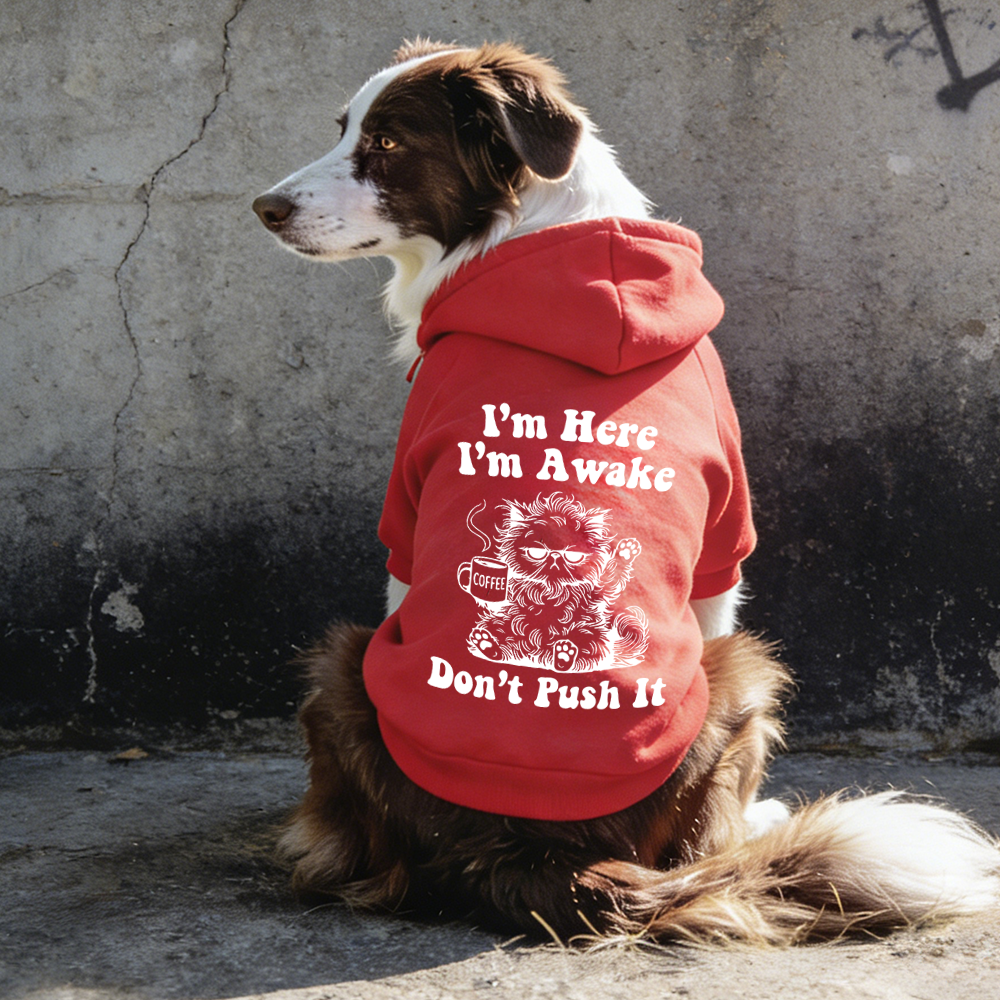 I'M HERE I'M AWAKE DON'T PUSH IT Puppy Hoodie | BKPet328