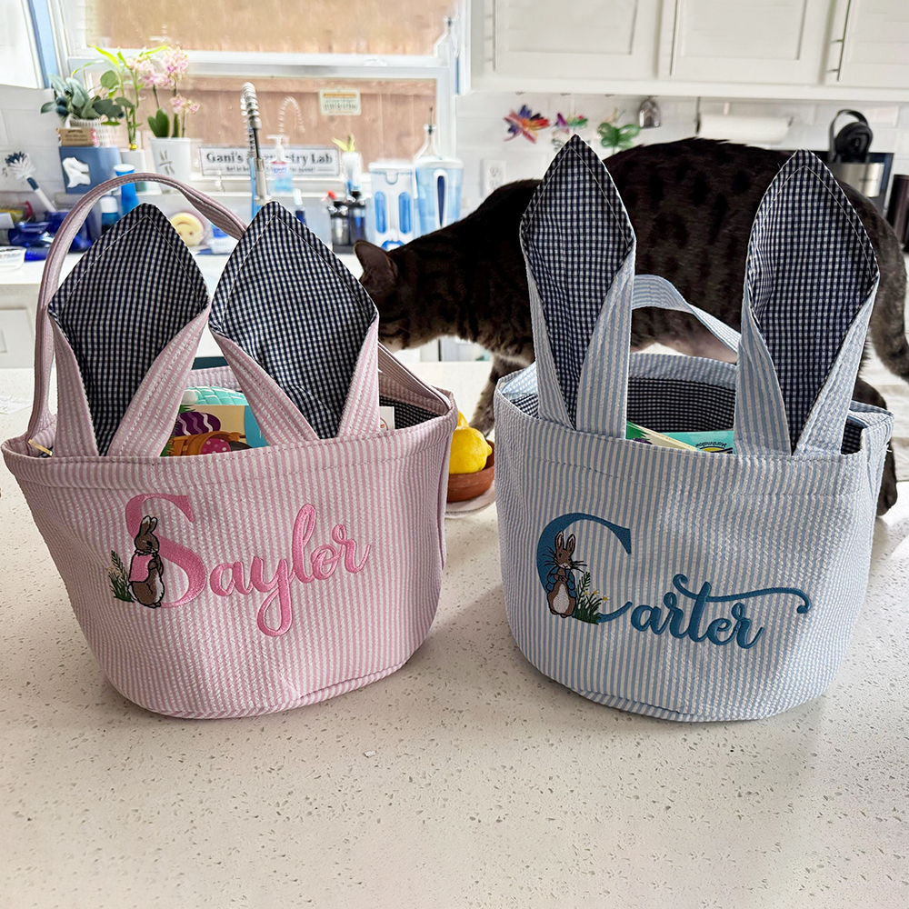 Personalized Embroidered Easter Bunny Basket | CWEaster85
