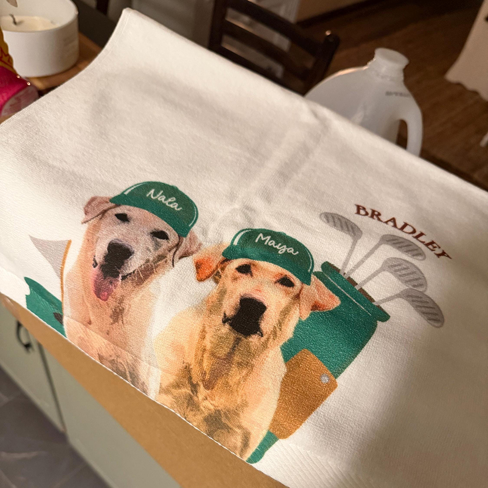 Personalized Pet Portrait Golf Towel For Golf Lover | CWGift36