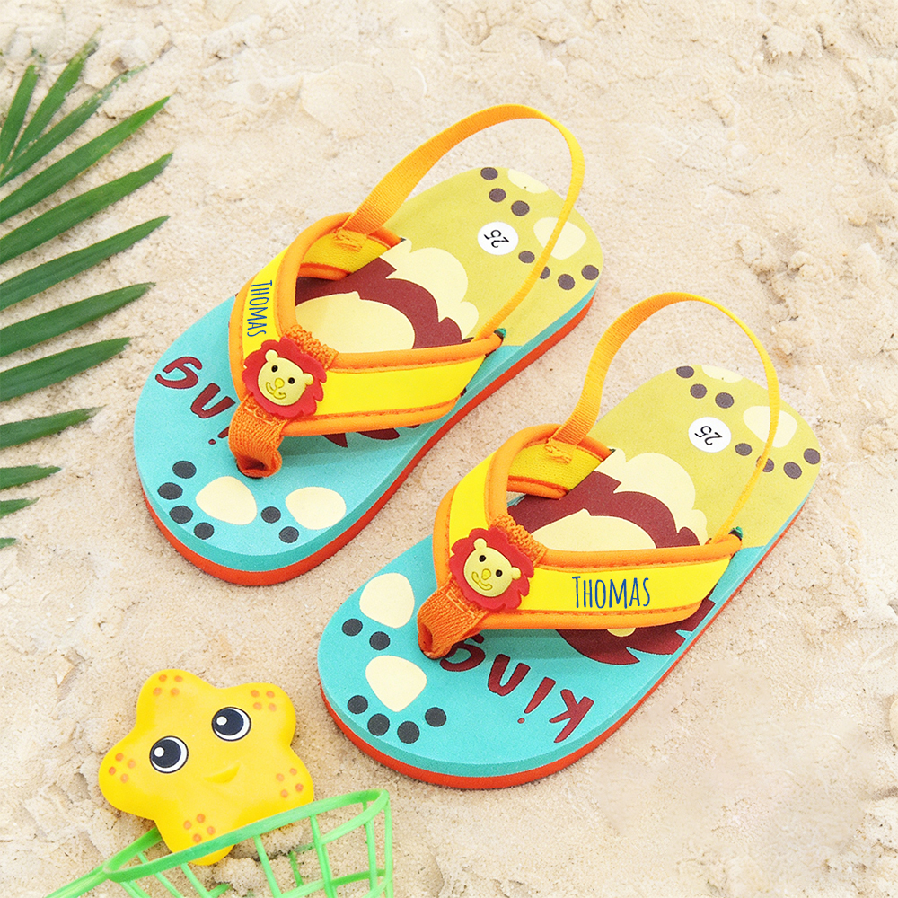 Personalized Kid summer Beach Flip Flops with Elastic Heel Strap | CWBaby474