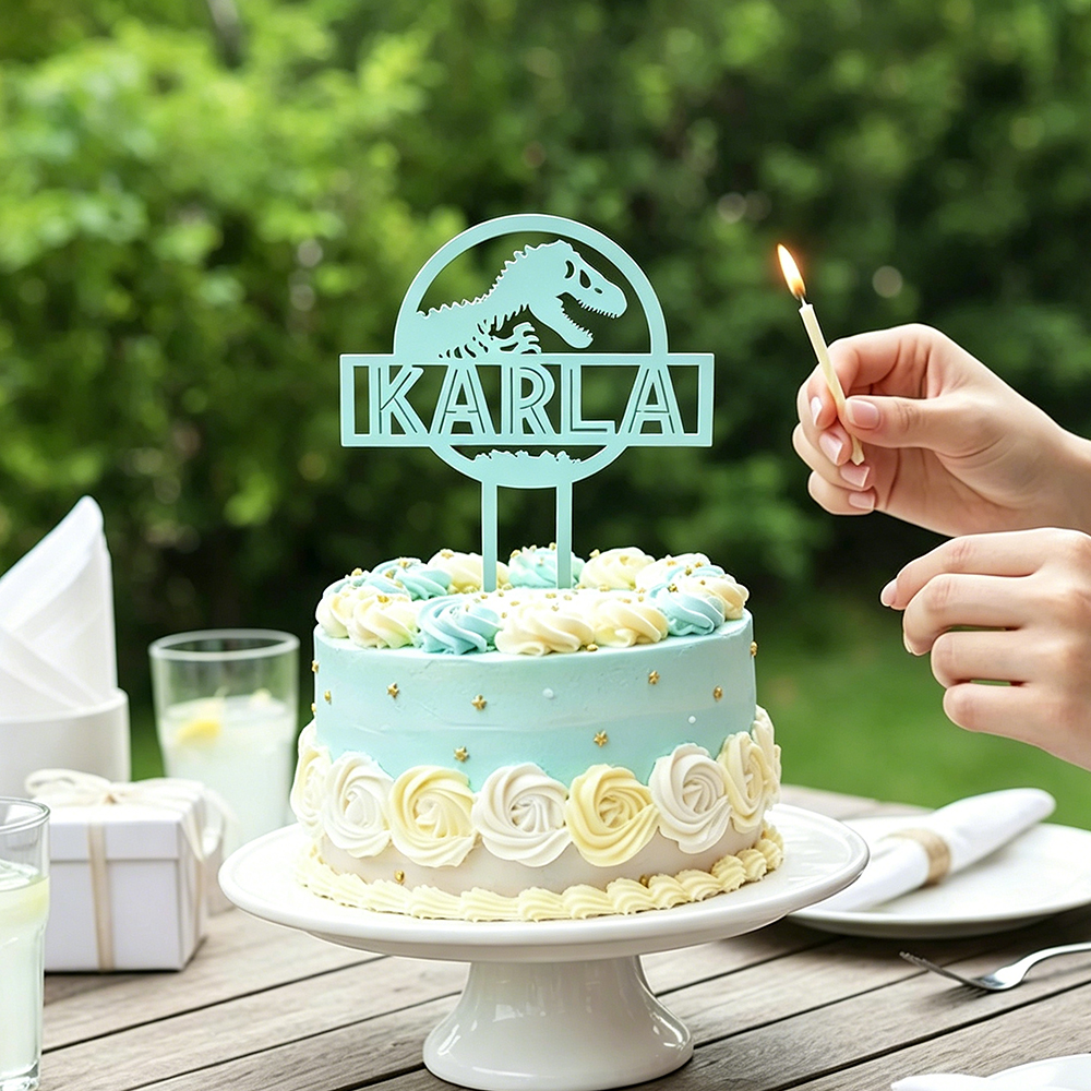 Personalized Jurassic Party Dinosaur Cake Topper | CWGift65