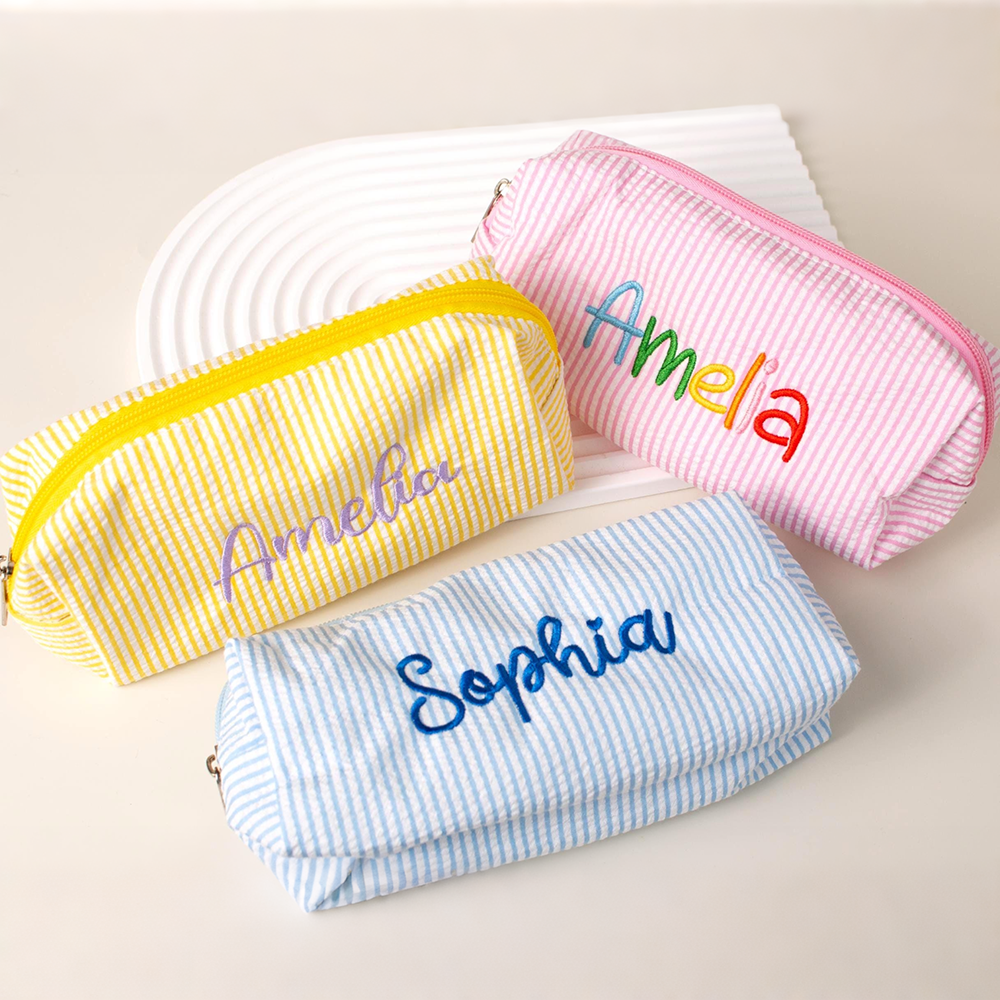 Personalized Embroidered Kids Colorful Stripe Pencil Case | CWPack371