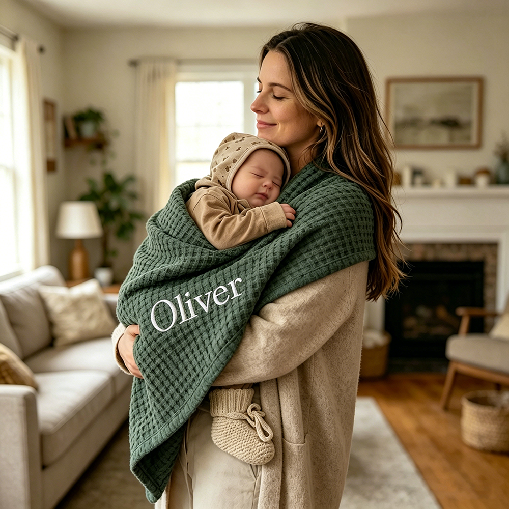 Personalized Embroidered Baby Waffle Blanket | CWBaby508