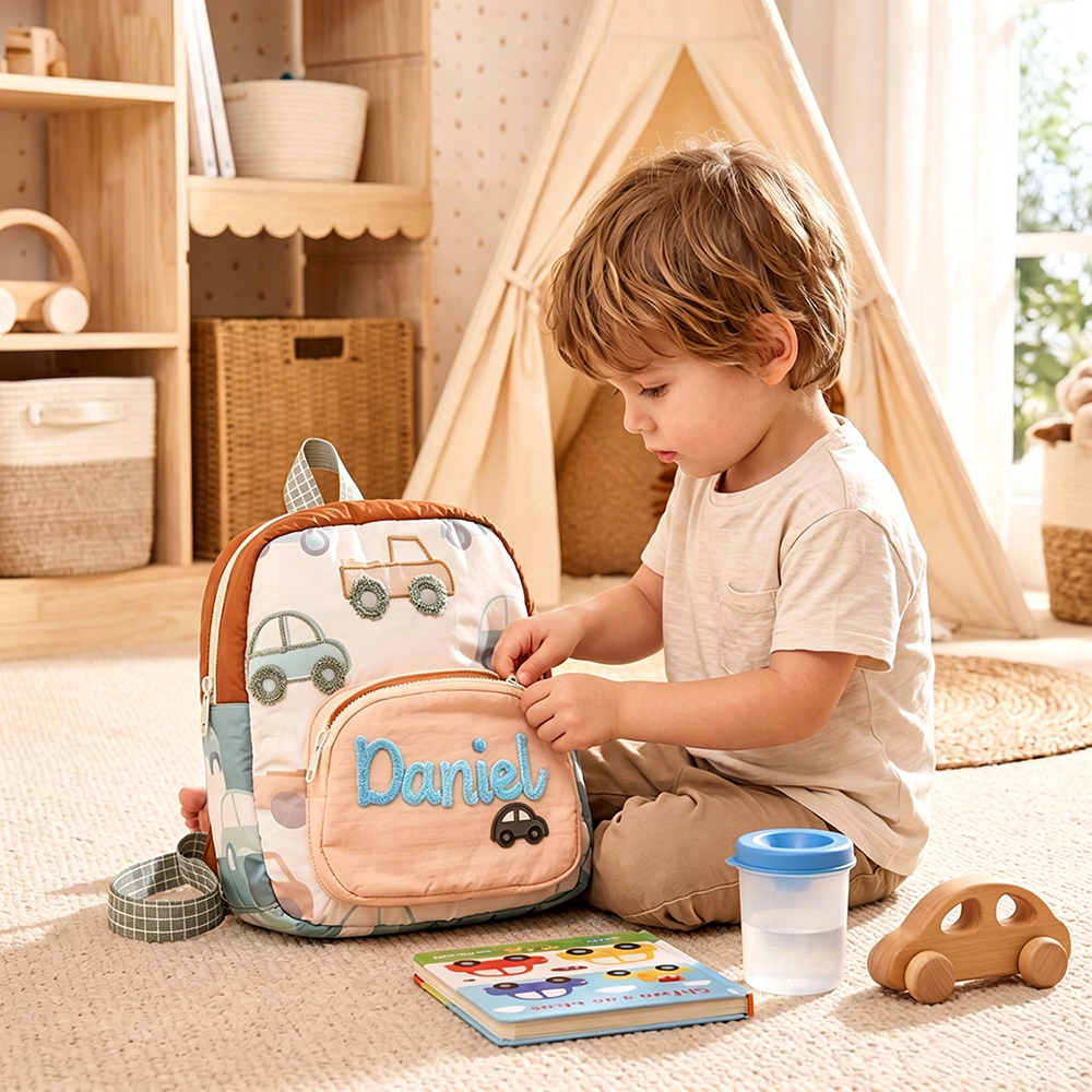 Personalized Hand Embroidery Kids Car Backpack | CWPack379