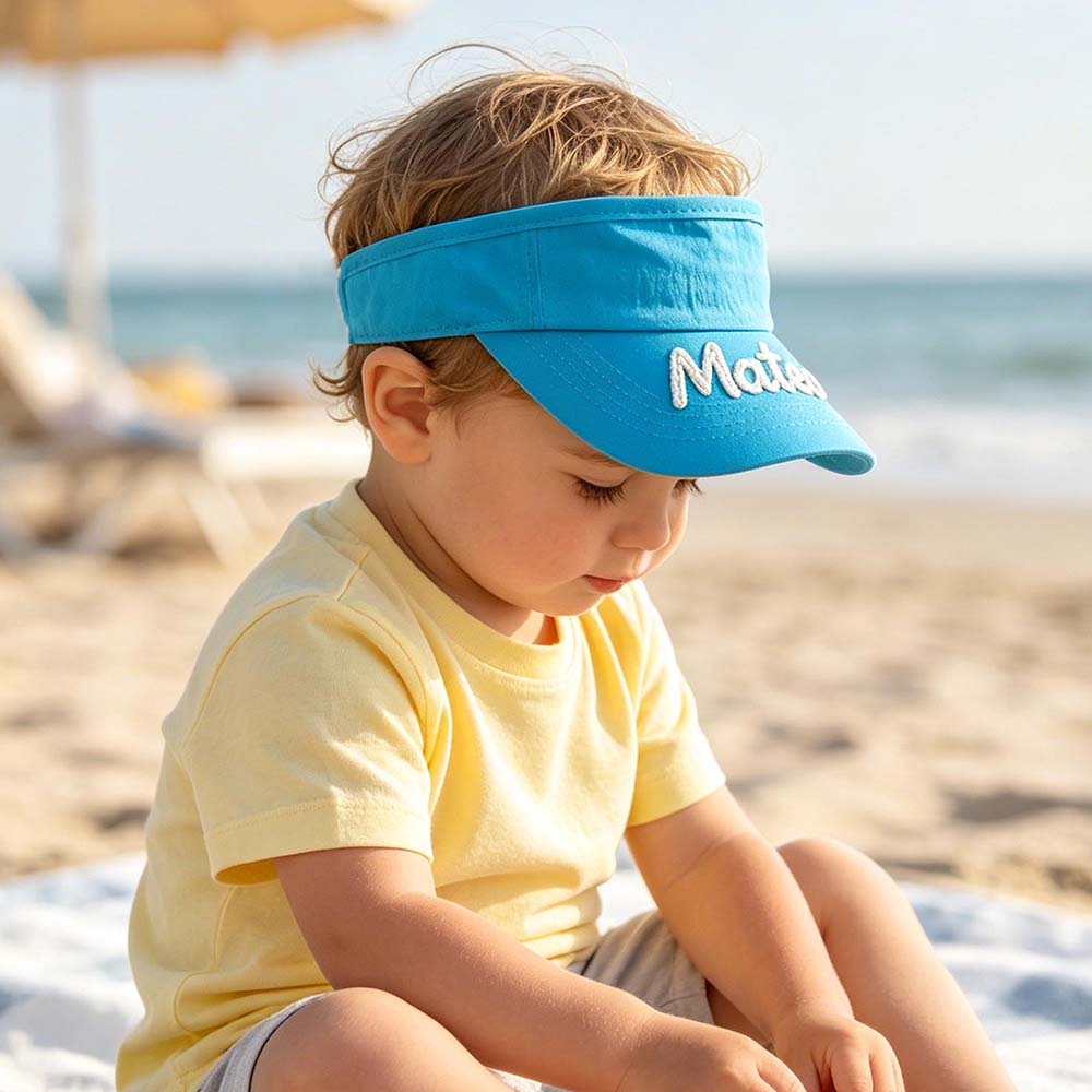 Personalized Hand Embroidery Kids Open-Top Summer Hat | CWBeach260