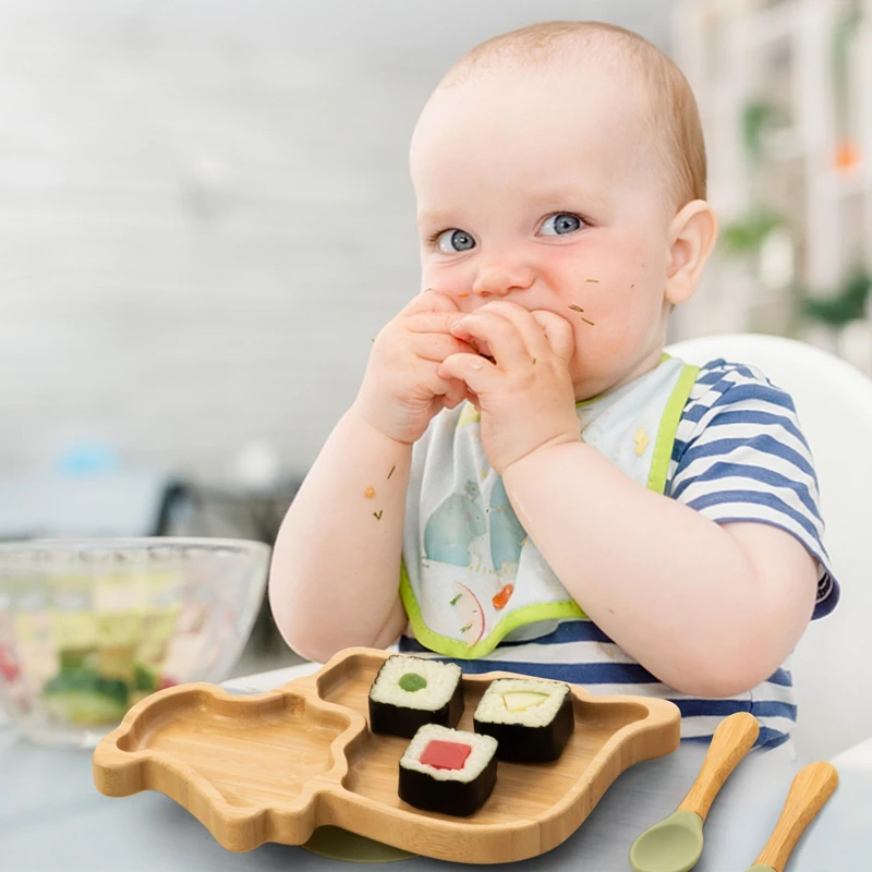 Personalised Baby Bamboo Dinosaur Plate Set | CWBaby20