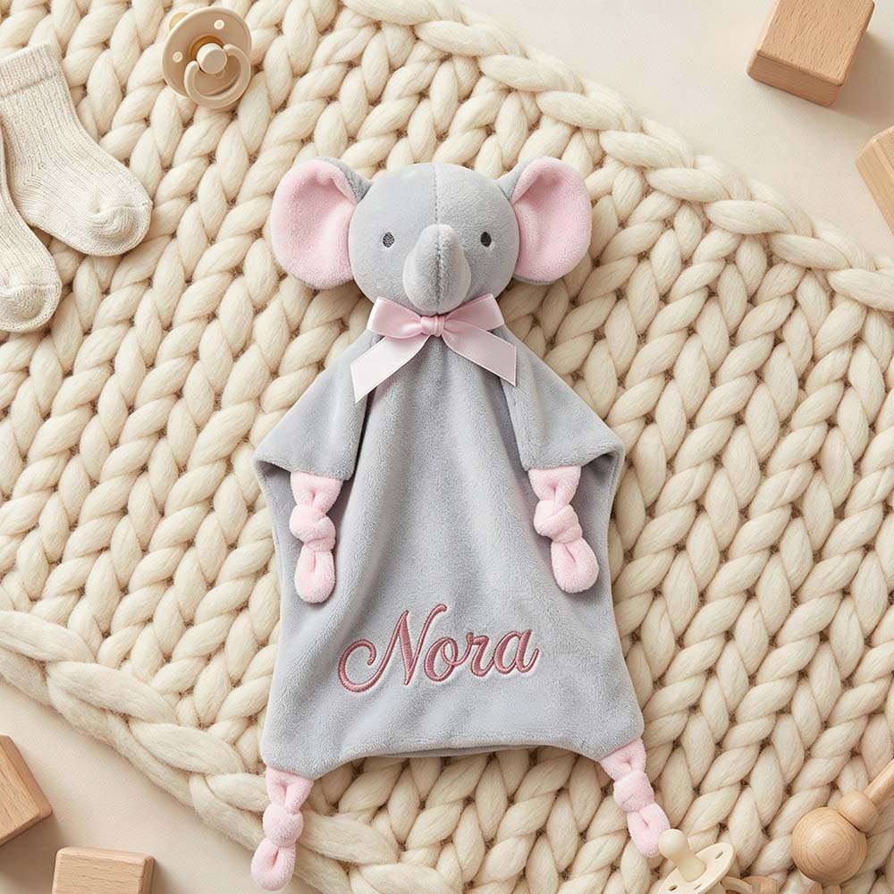 Personalized Embroidered Cute Animal Baby Security Blanket | CWToy199