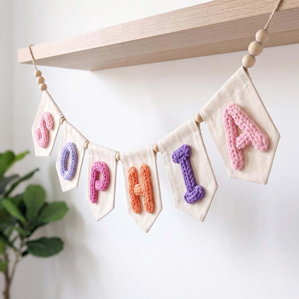 Personalized Hand Embroidered Yarn Letter Banner Decoration | CWGift105