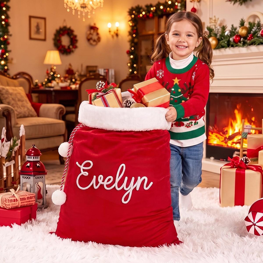 Personalized Large Christmas Velvet Santa Sack for Gifts | MCGift199