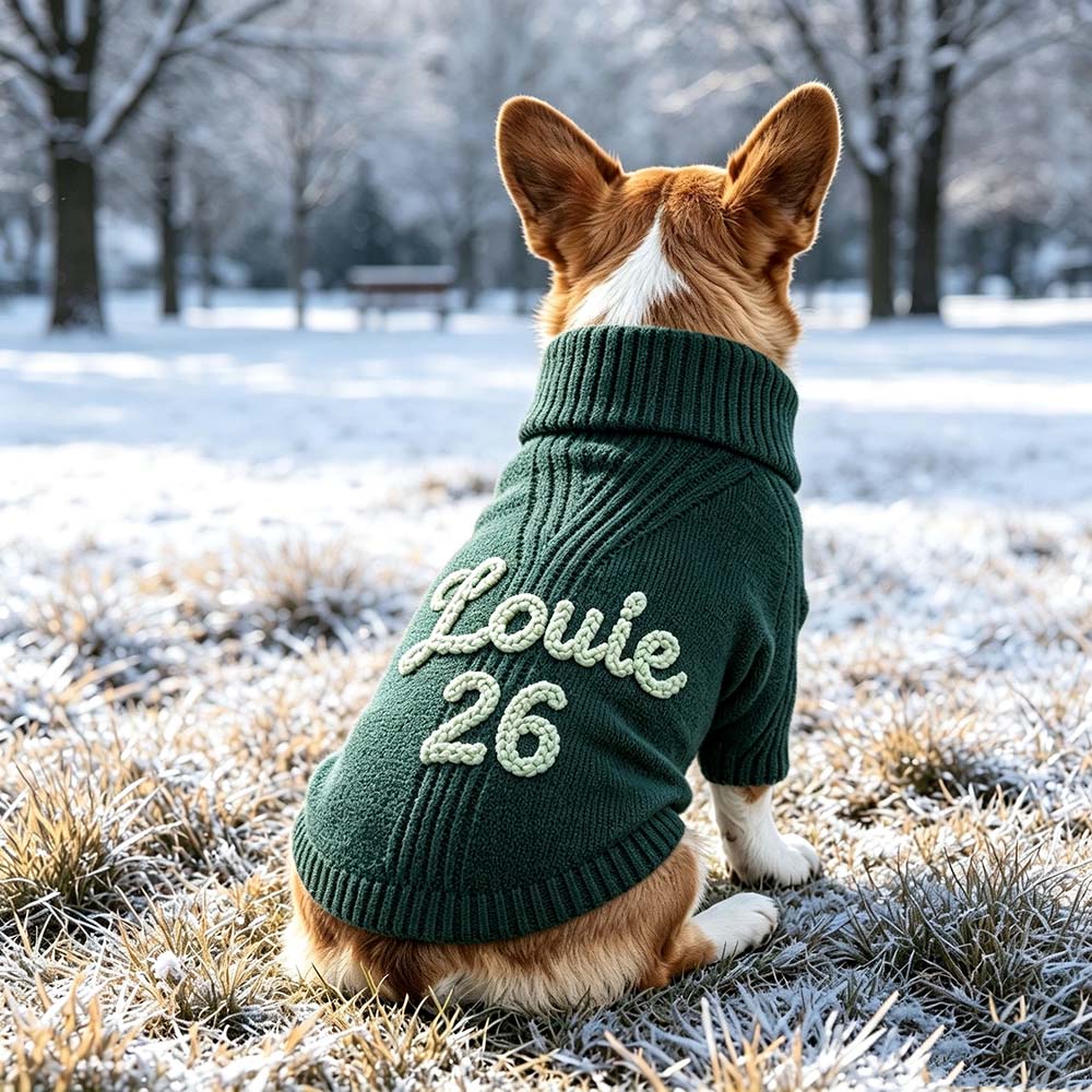 Personalized Hand Embroidery Extra-Warm Pets Large Size Knit Sweater | BKPet591