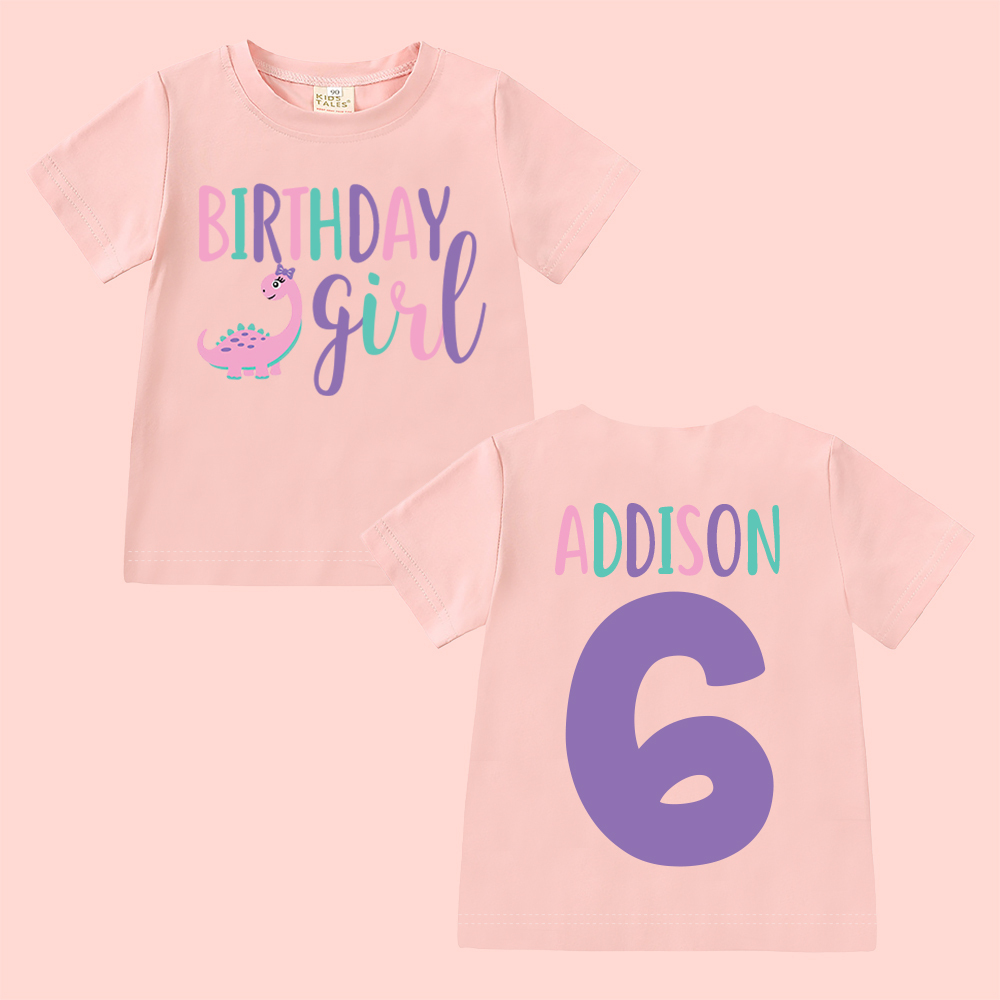 Personalized Cute Dinosaur Girl Birthday T-Shirt | inBirth17