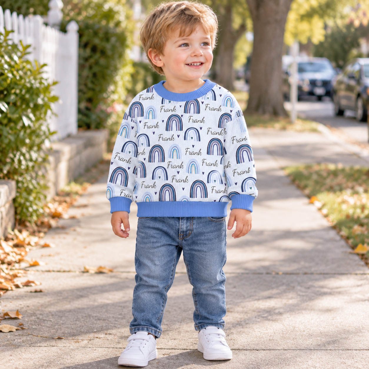 Personalized Lovely Kids Rainbow Knit Sweater | CWSweater03