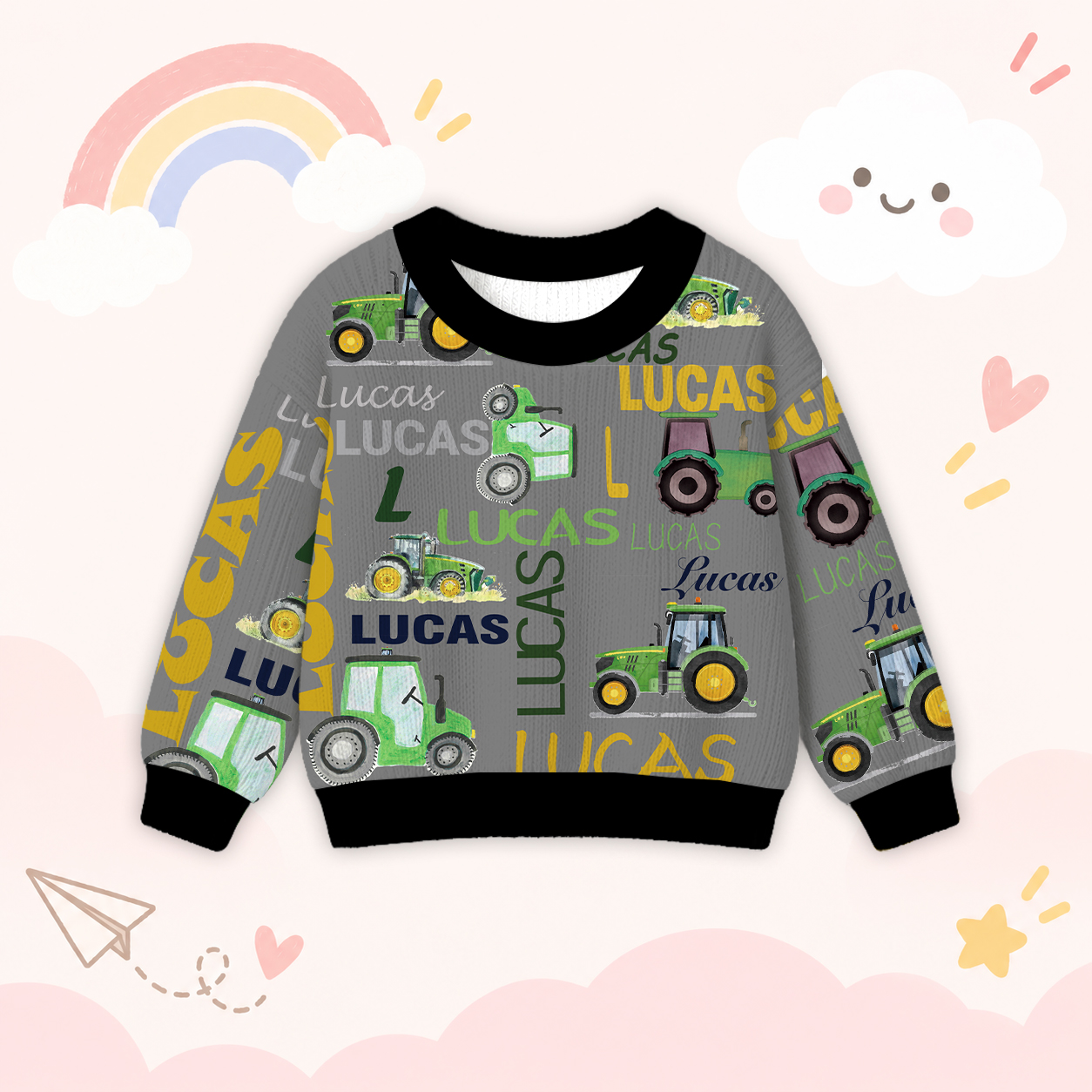 Personalized Lovely Kids Truck Knit Sweater | CWSweater05